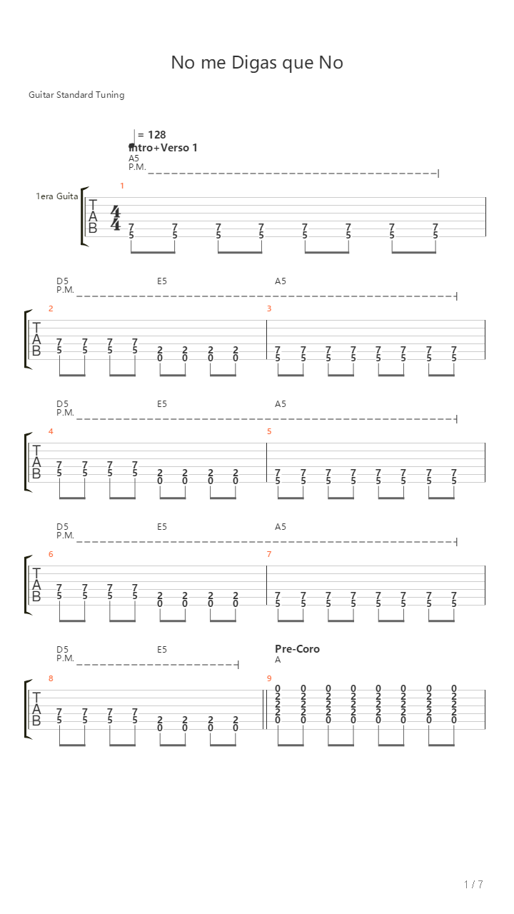 No Me Digas Que No吉他谱
