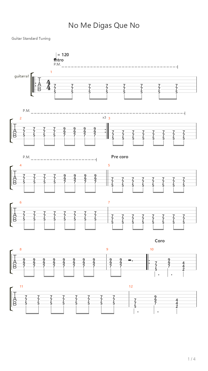 No Me Digas Que No吉他谱