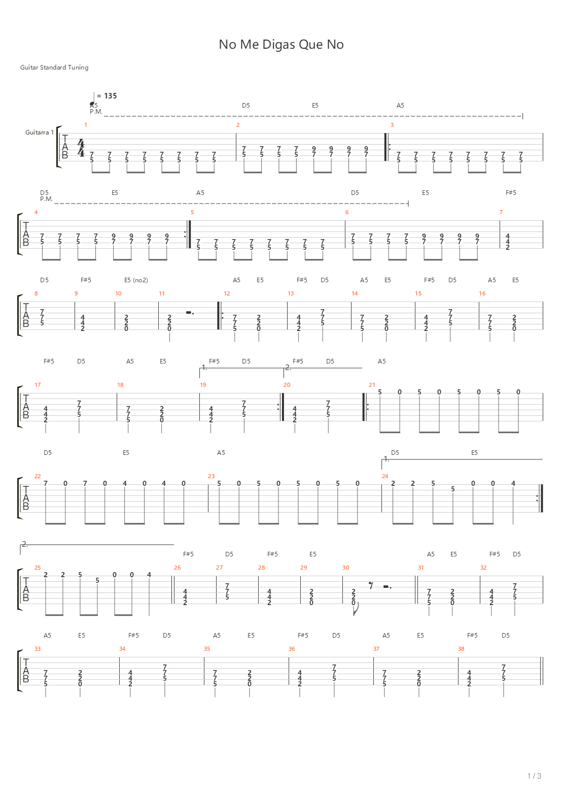No Me Digas Que No吉他谱