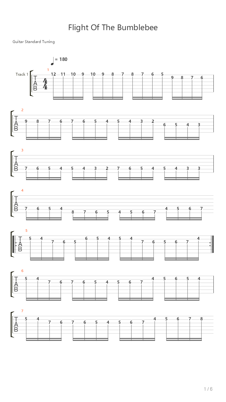 Flight Of The Bumble Bee吉他谱