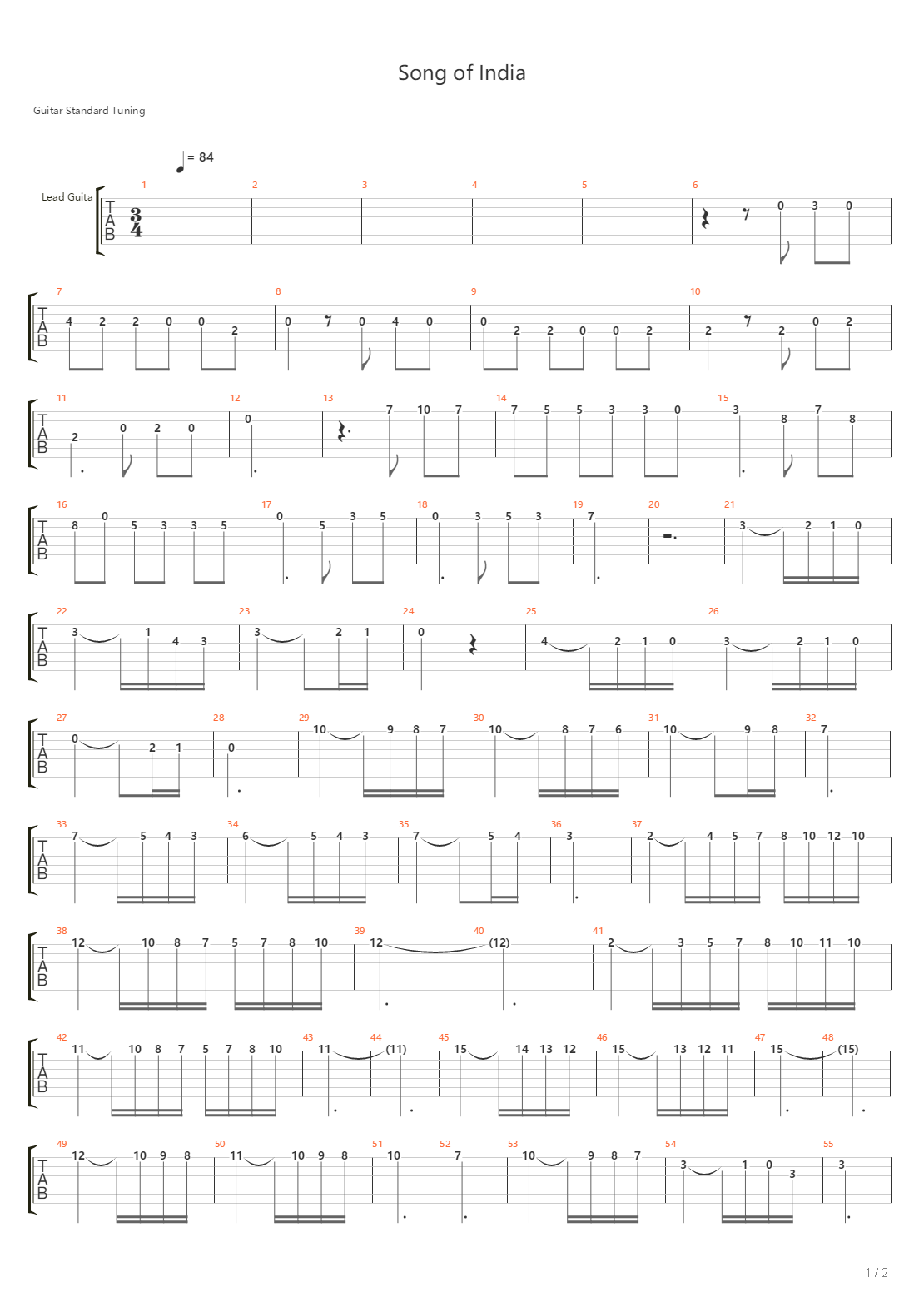 Song Of India吉他谱