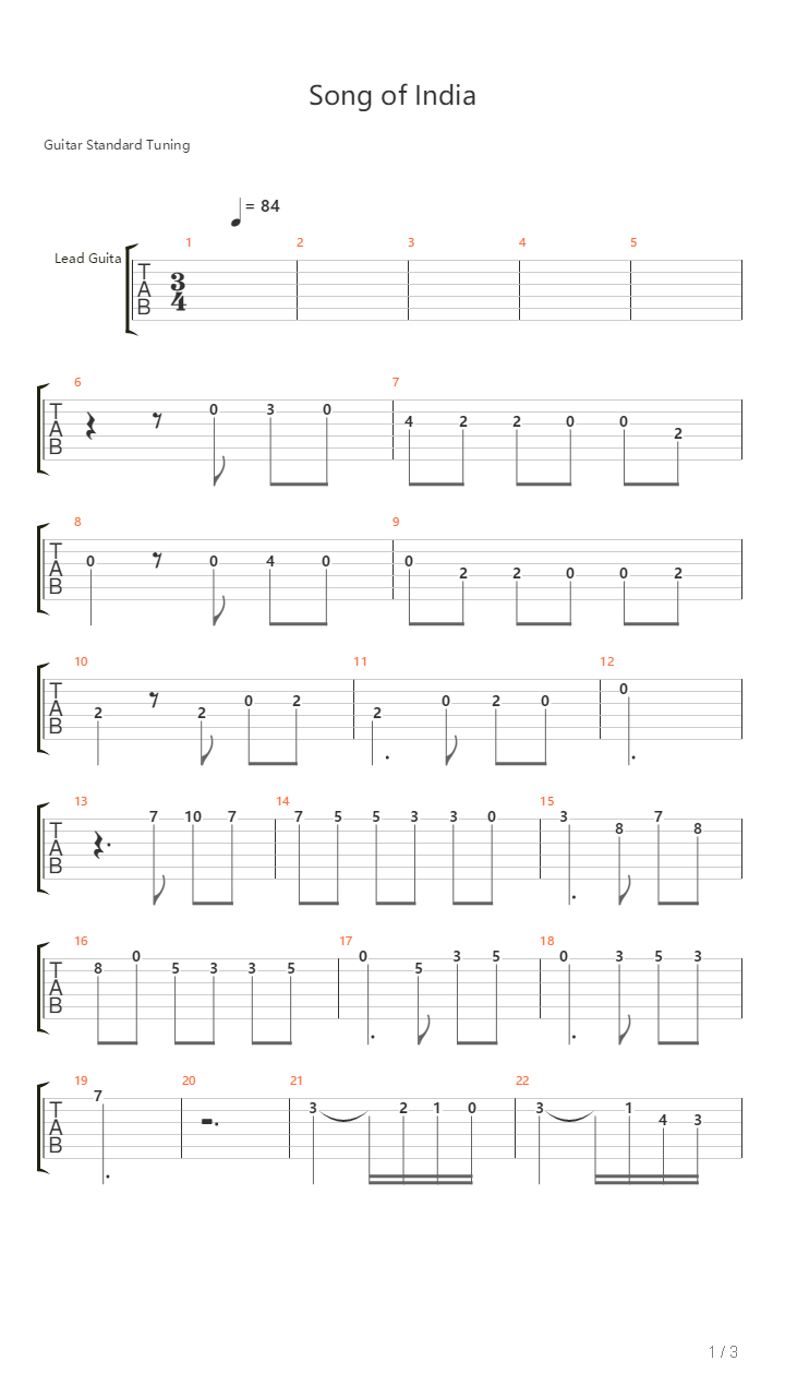 Song Of India吉他谱