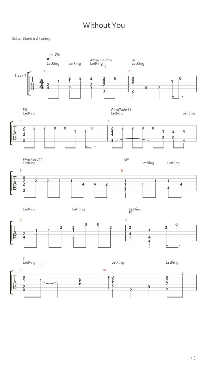 Without You吉他谱
