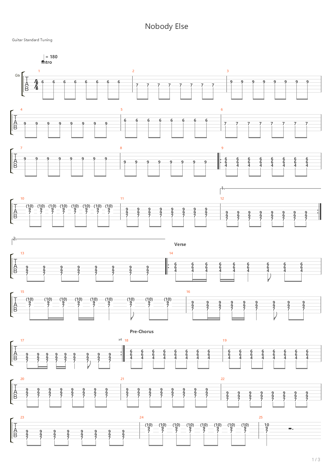 Nobody Else吉他谱