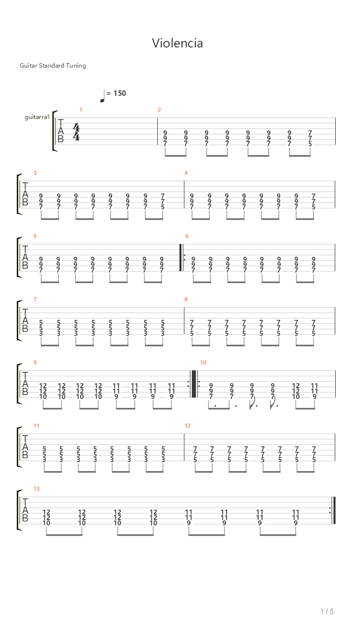 Violencia吉他谱