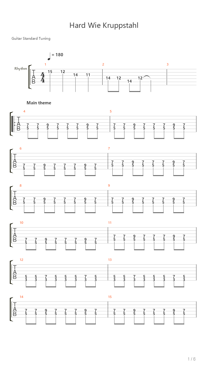 Hard Wie Kruppstahl吉他谱