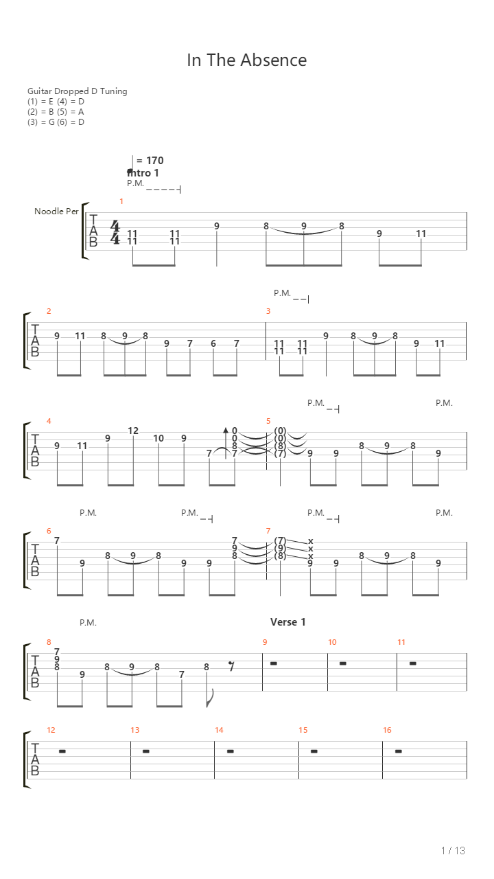 In The Absence吉他谱