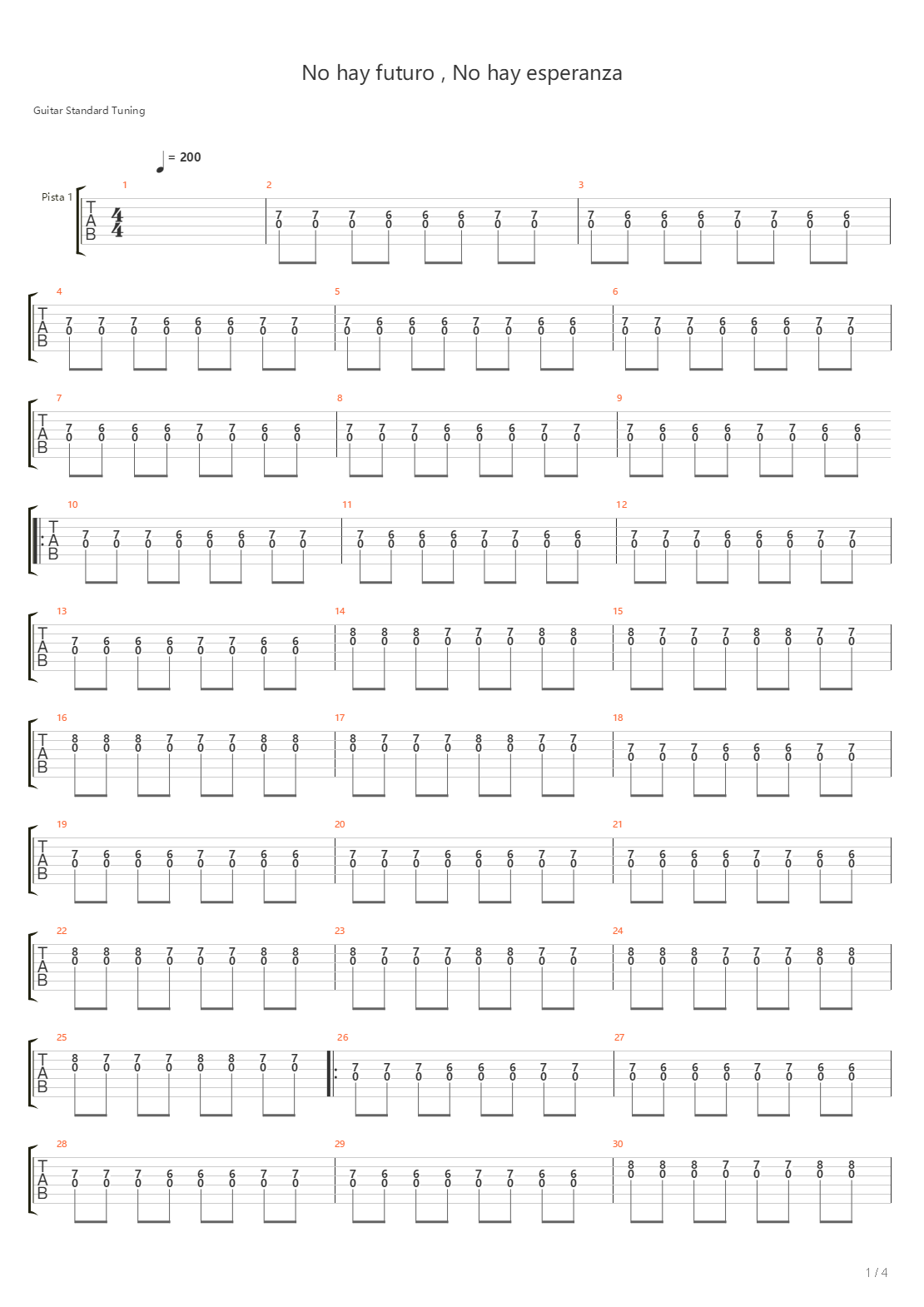 No Hay Futuro No Hay Esperanza吉他谱