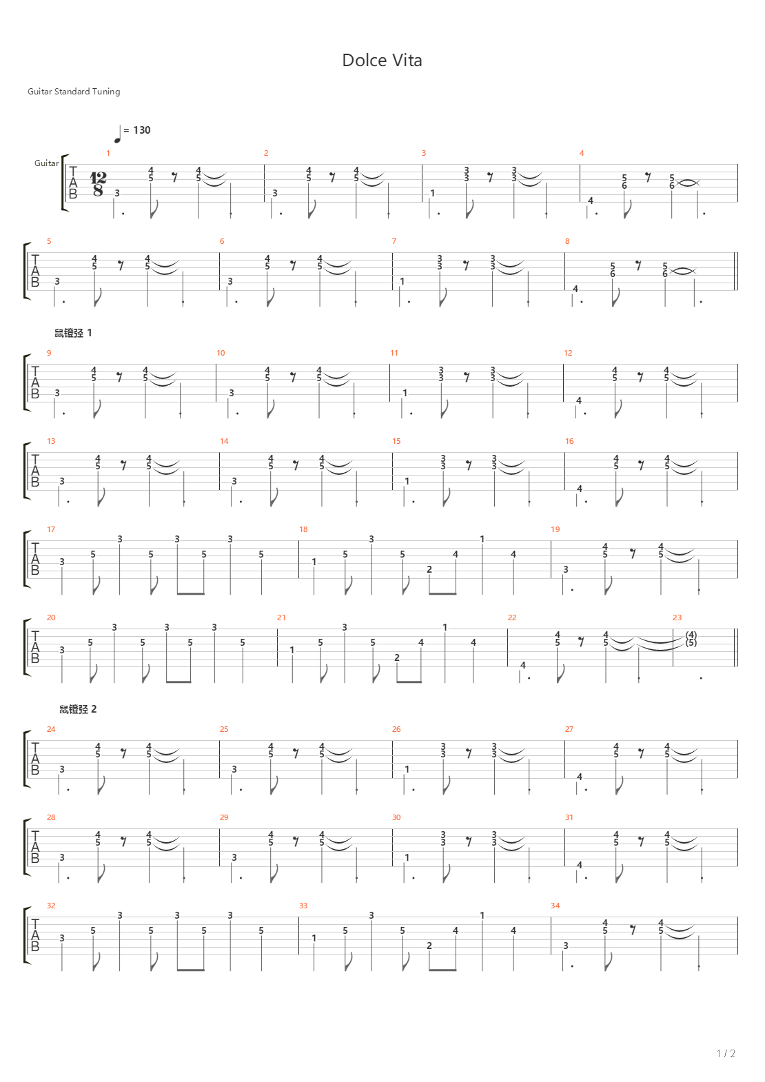 Dolce Vita吉他谱