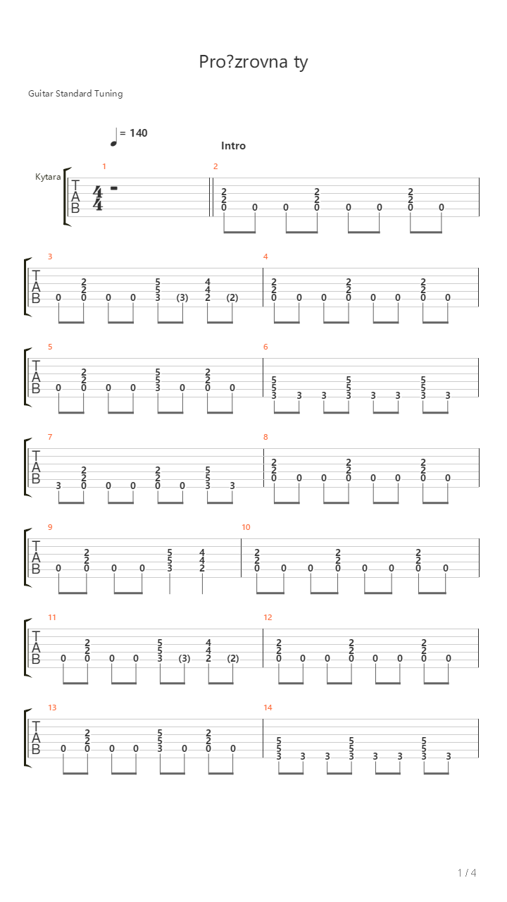 Proc Zrovna Ty吉他谱