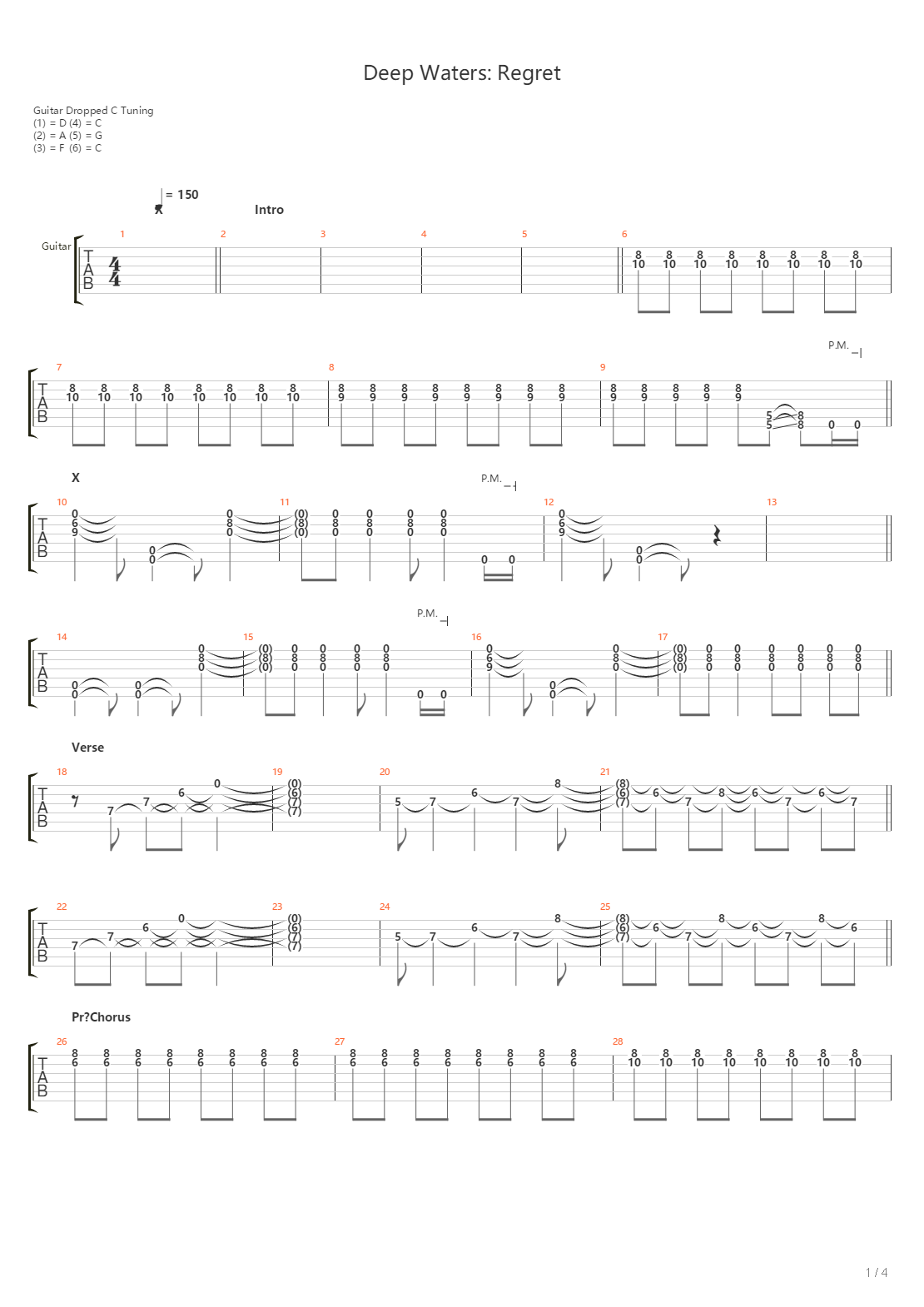Deep Waters Regret吉他谱
