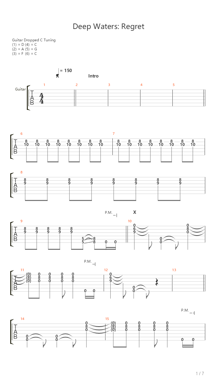 Deep Waters Regret吉他谱