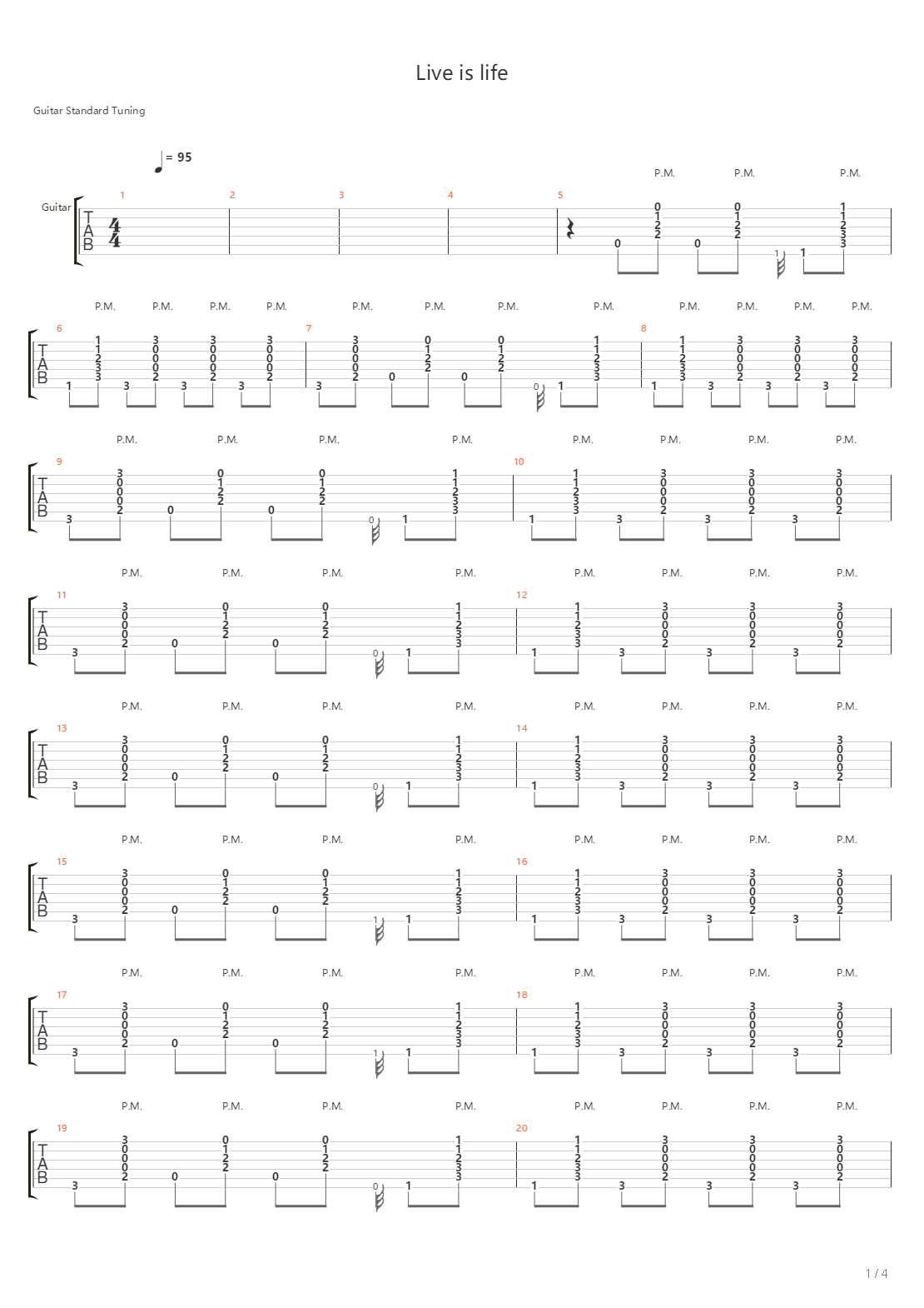 Live Is Life吉他谱