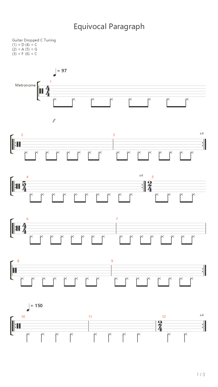 Equivocal Paragraph吉他谱