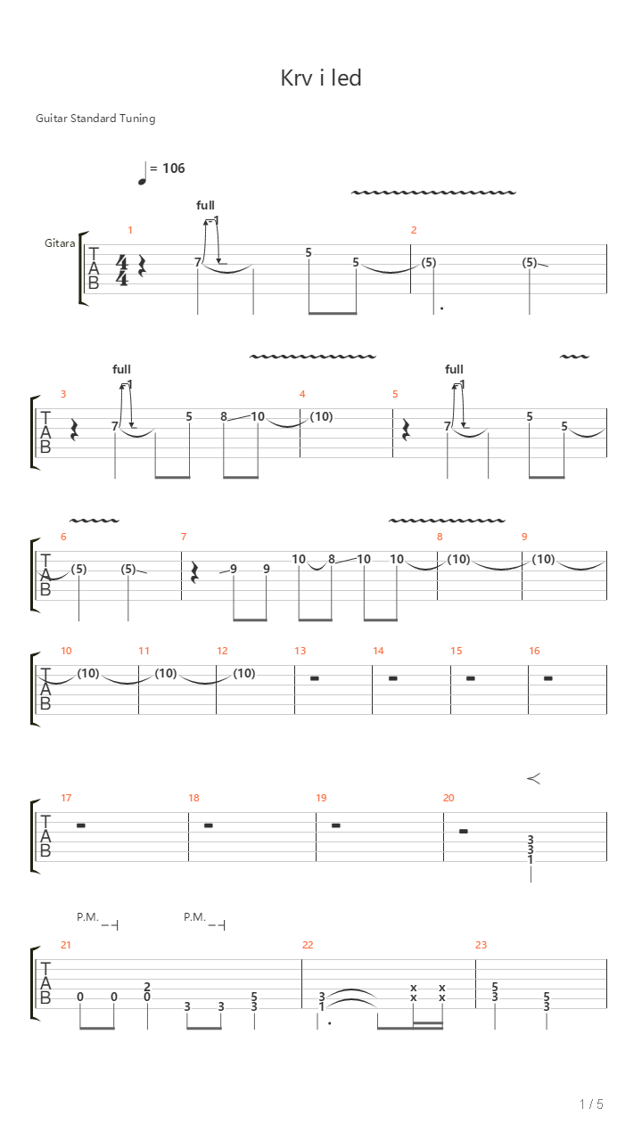 Krv I Led吉他谱