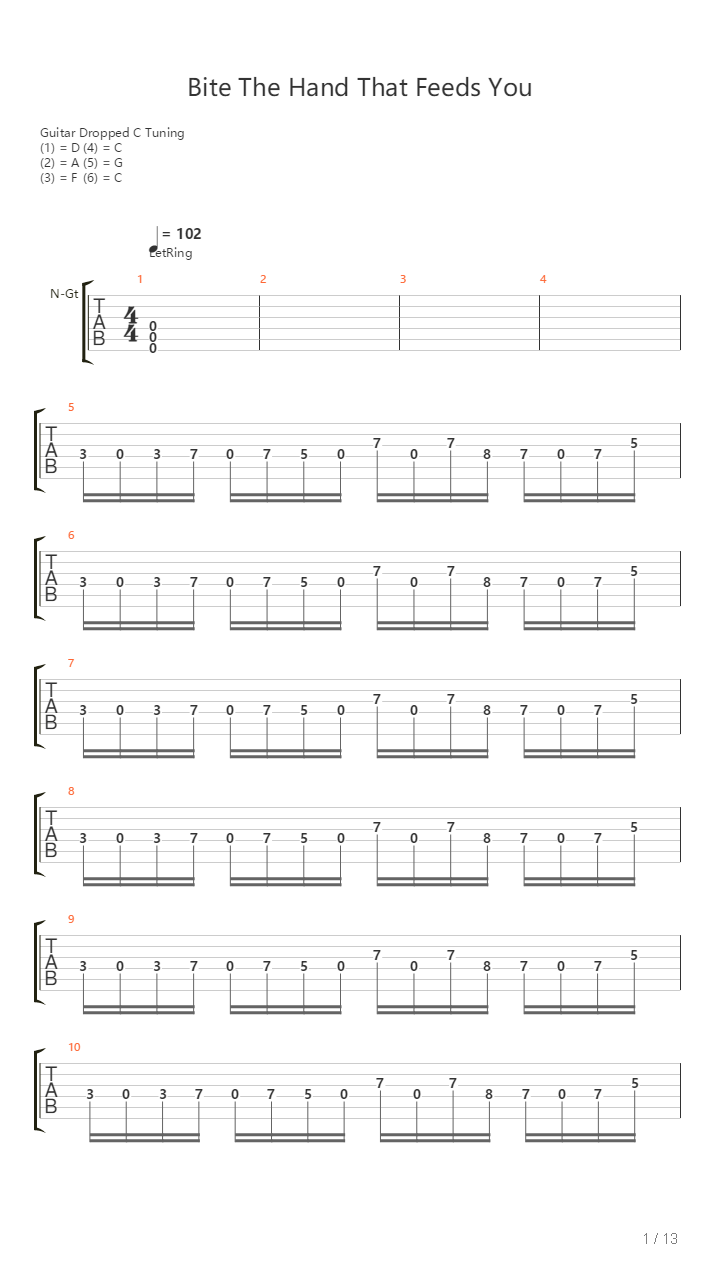 Bite The Hand That Feeds You吉他谱