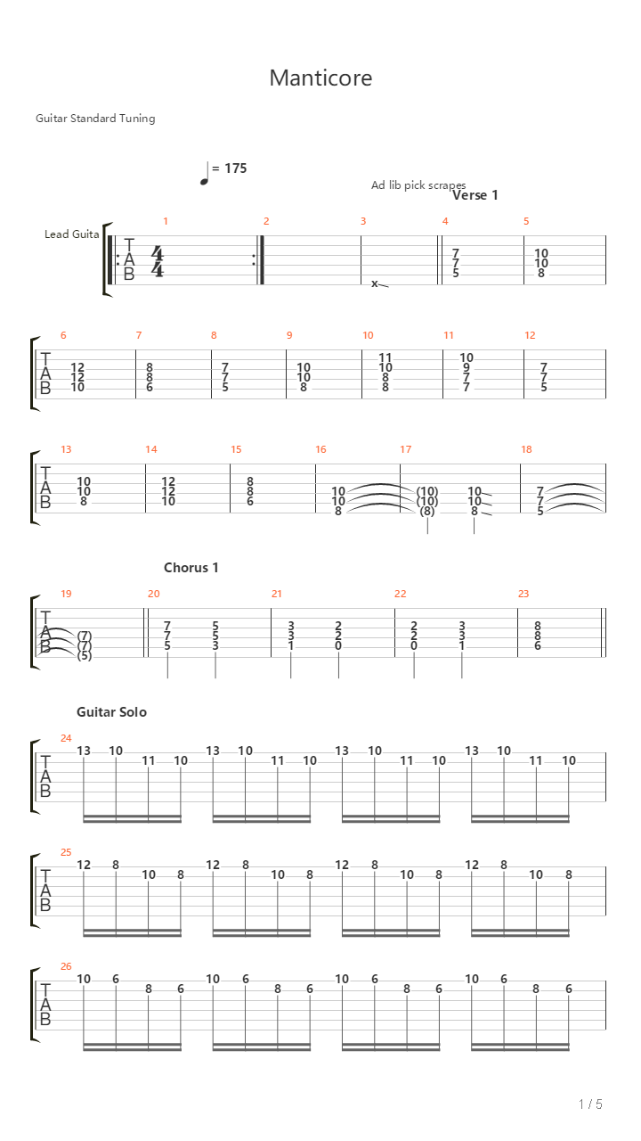 Manticore吉他谱