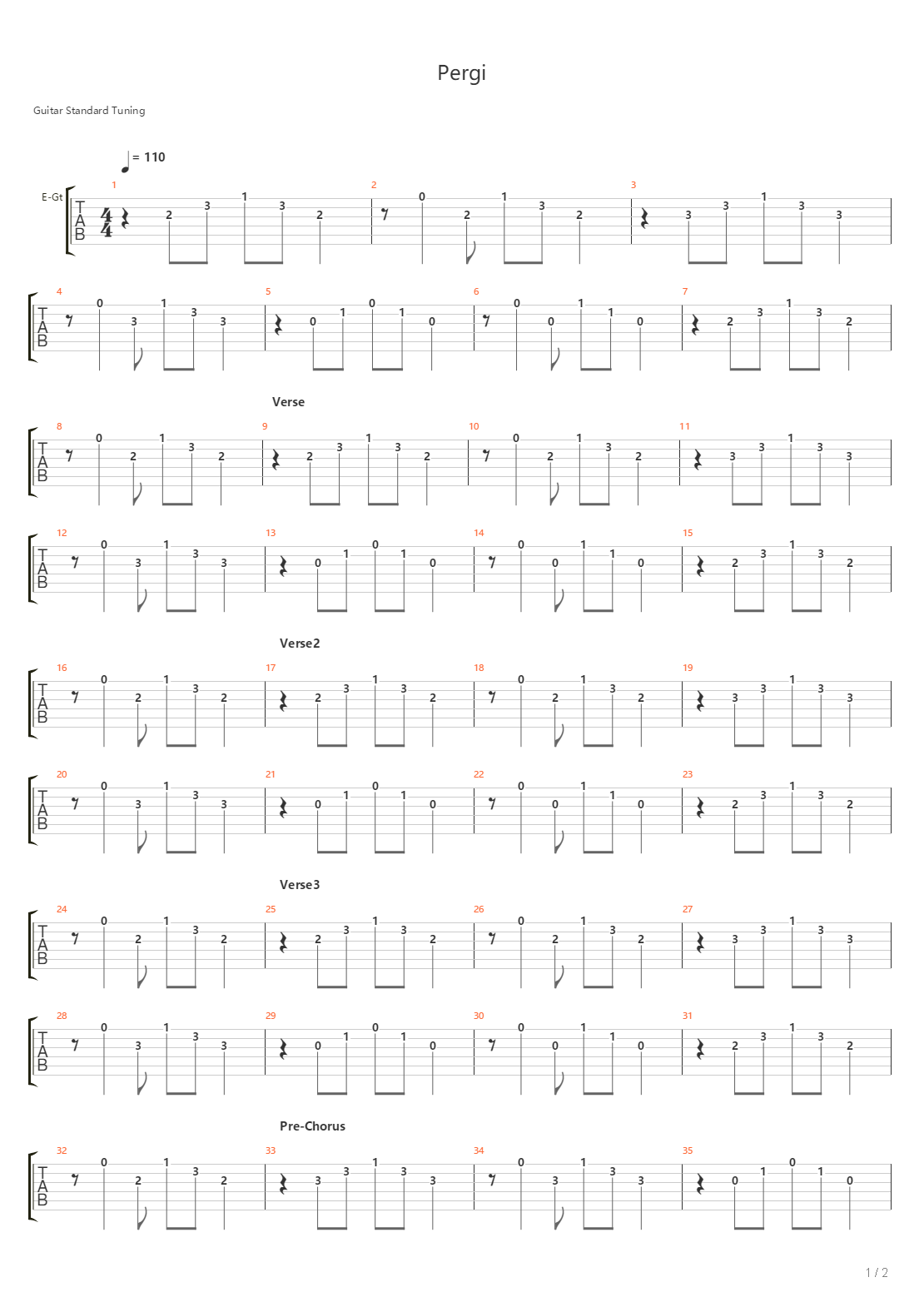 Pergi吉他谱