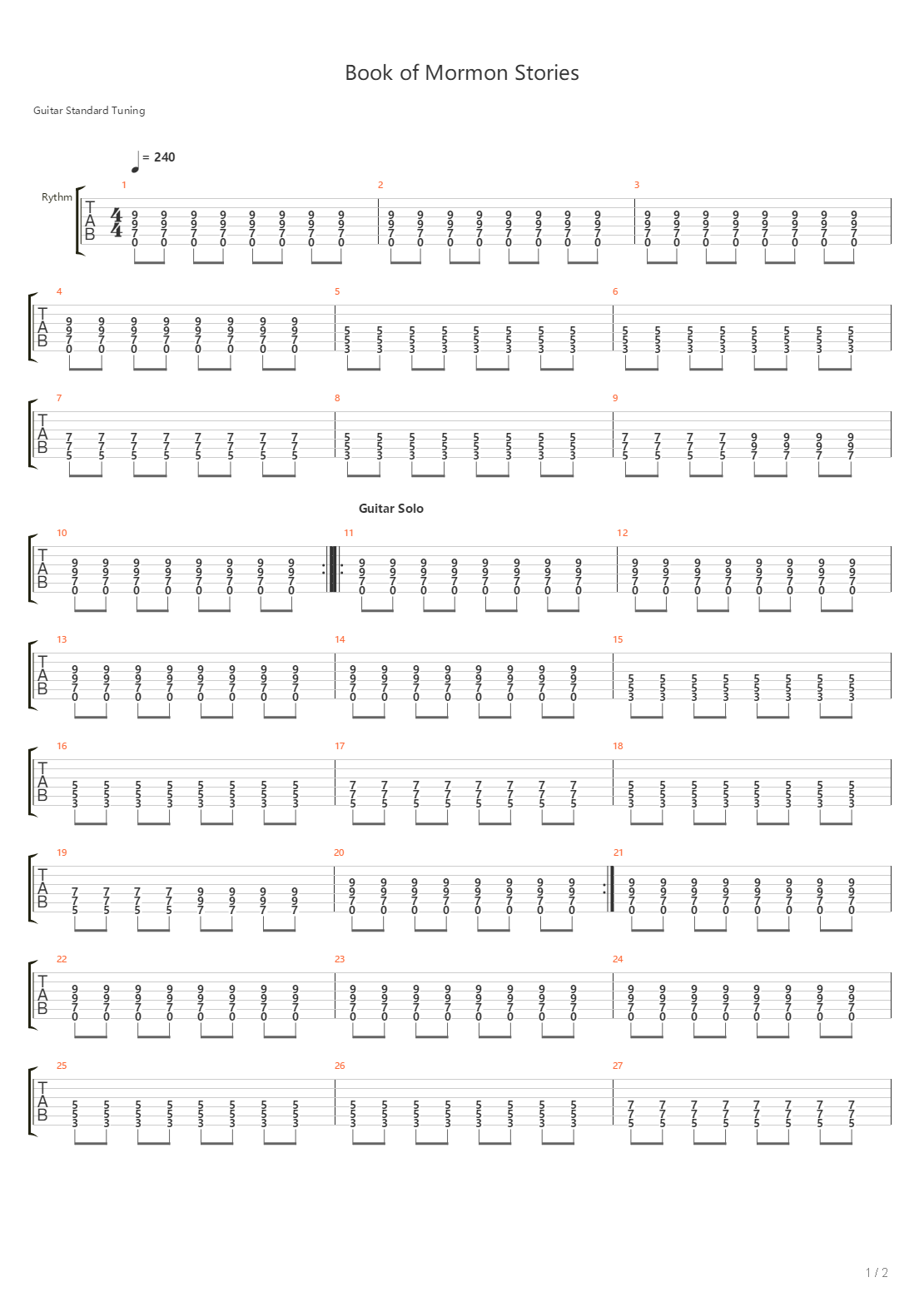 Book Of Mormon Stories吉他谱