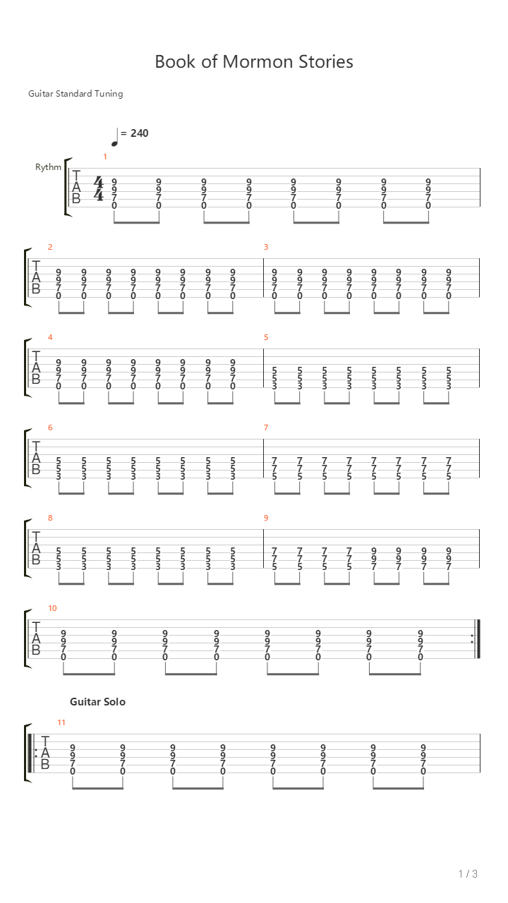 Book Of Mormon Stories吉他谱