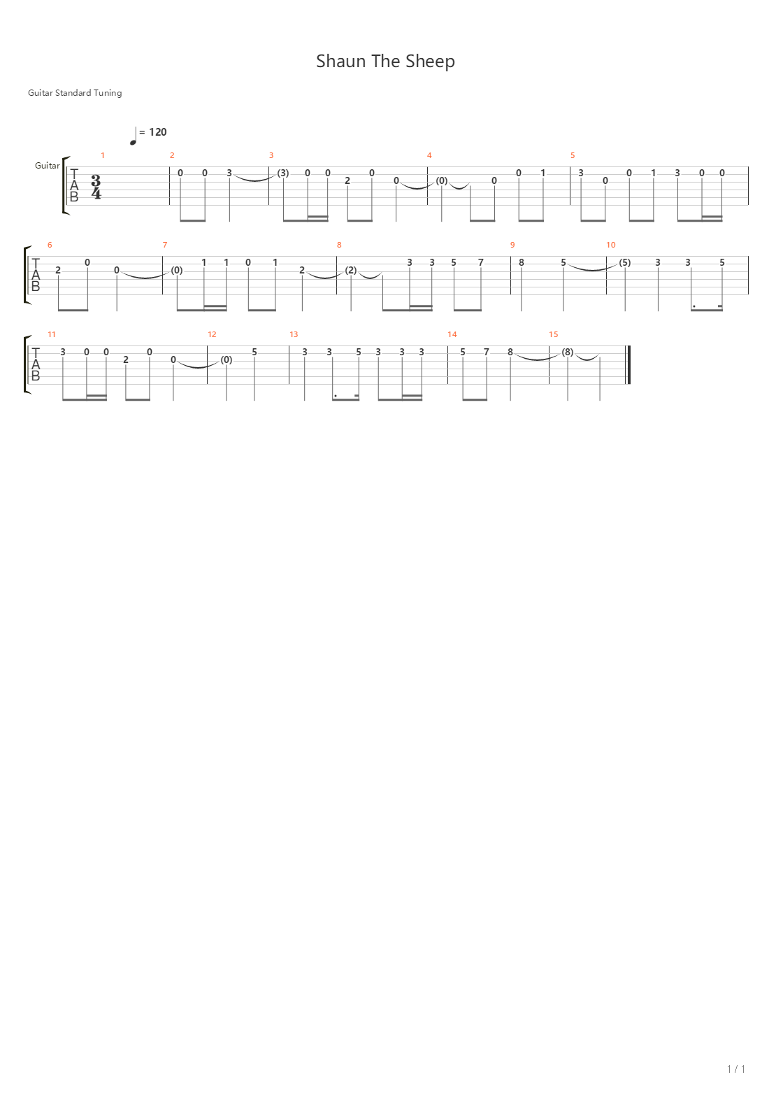 Shaun The Sheep吉他谱