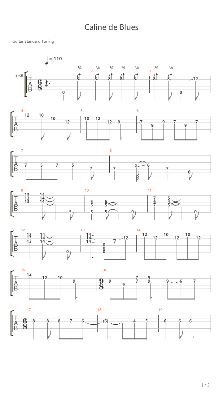 Caline De Blues吉他谱