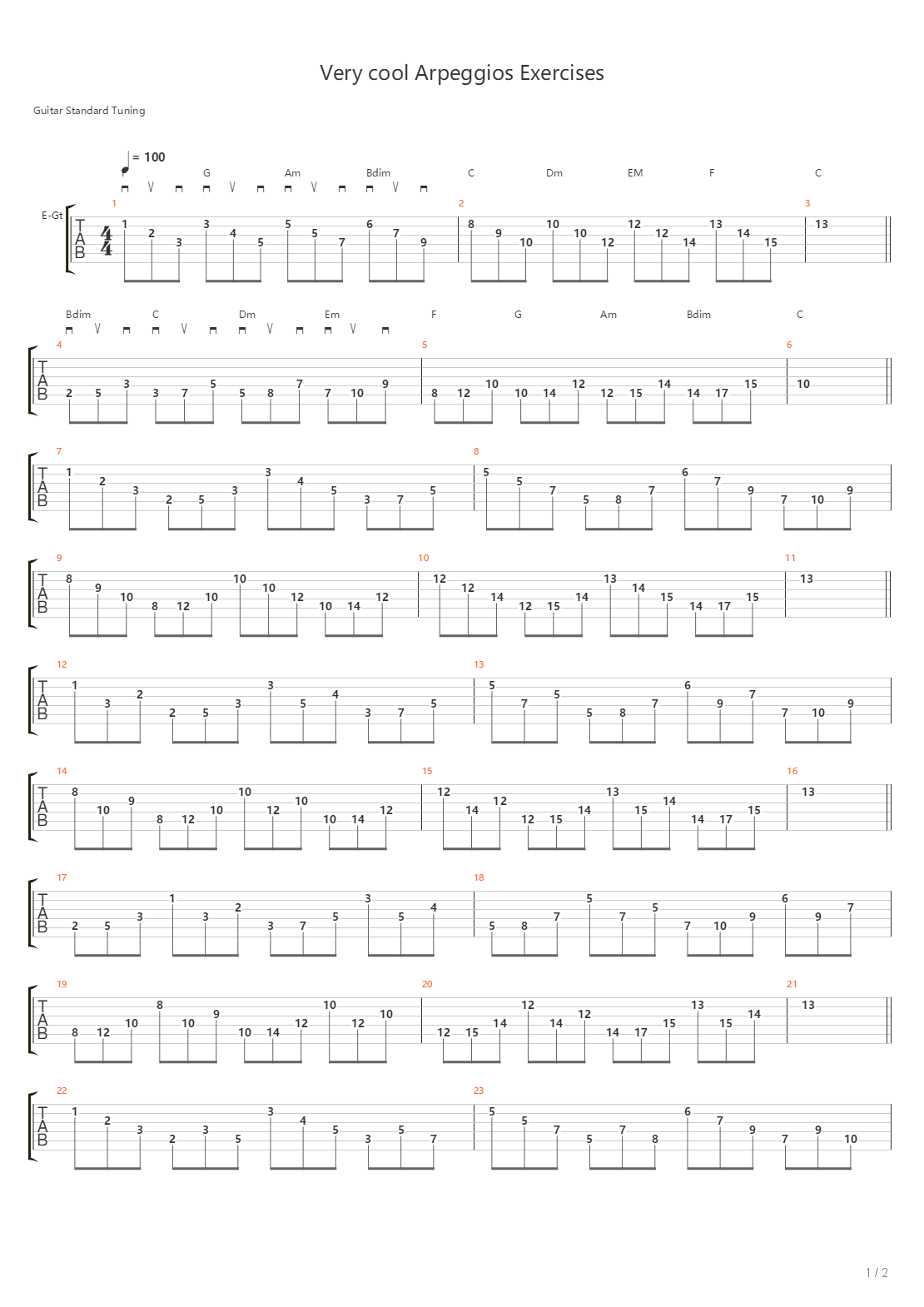 Very Cool Arpeggios Exercises吉他谱