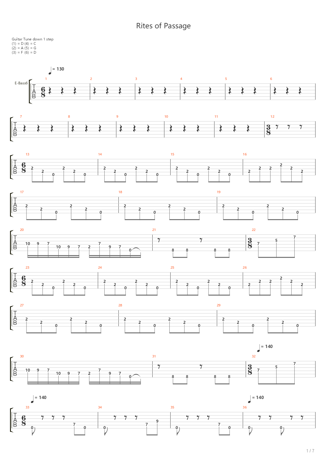 Rites Of Passage吉他谱