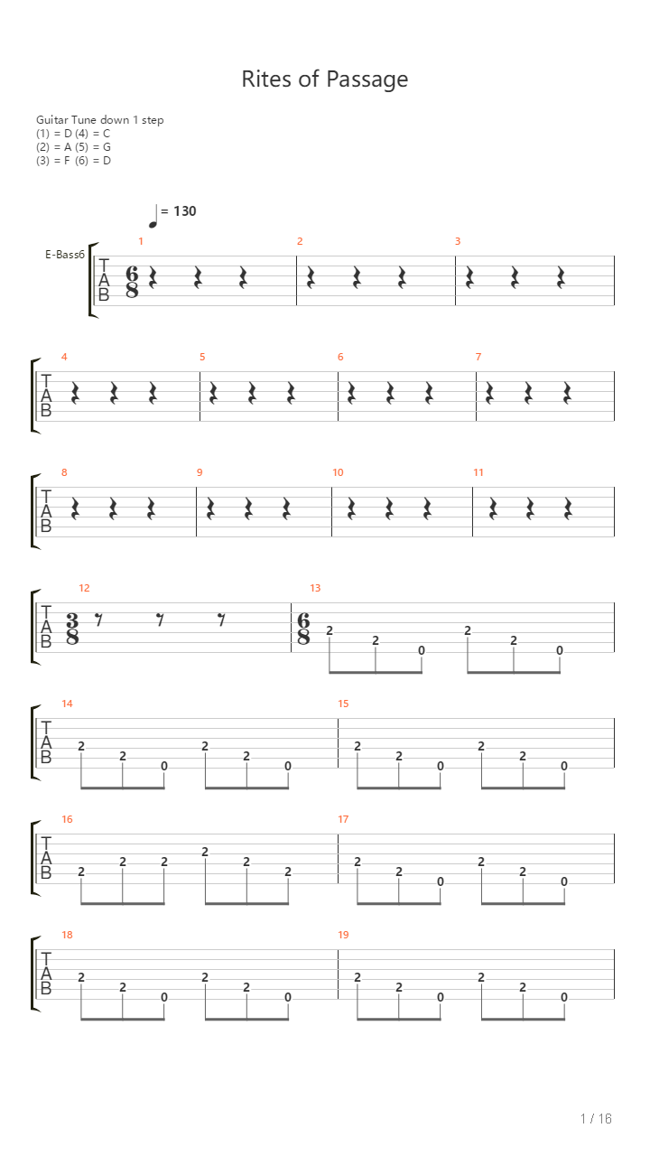 Rites Of Passage吉他谱