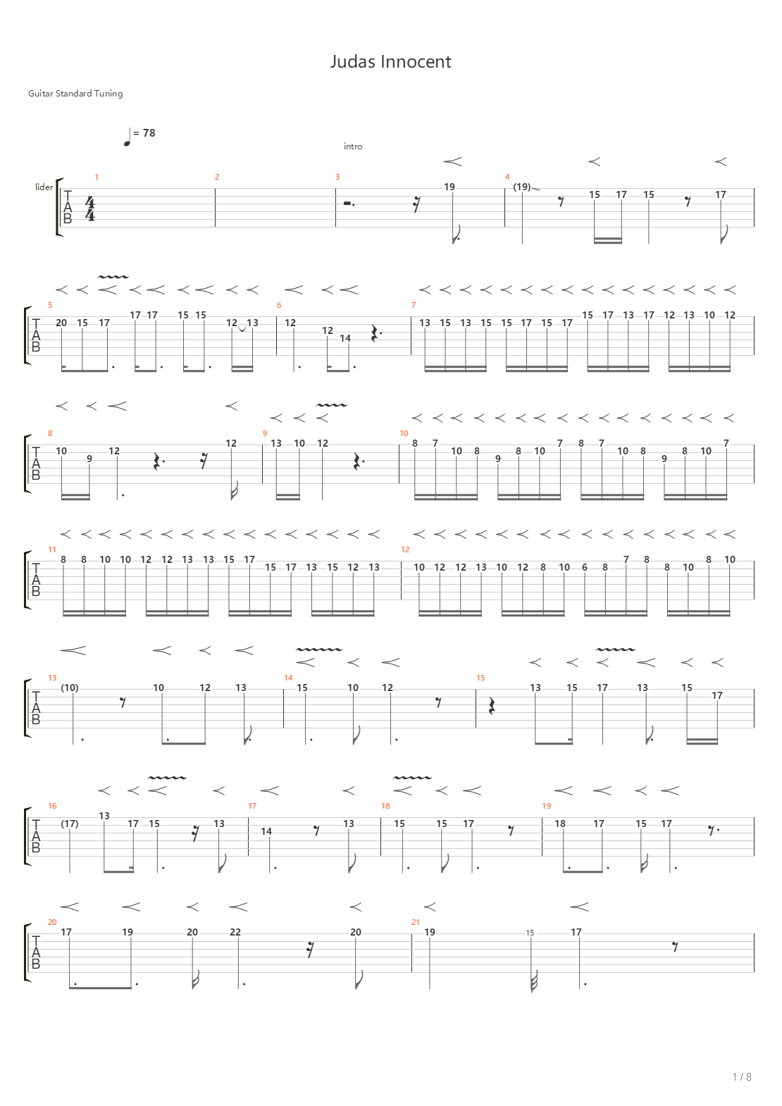 Judas Innocent吉他谱