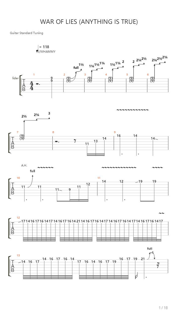 War Of Lies吉他谱