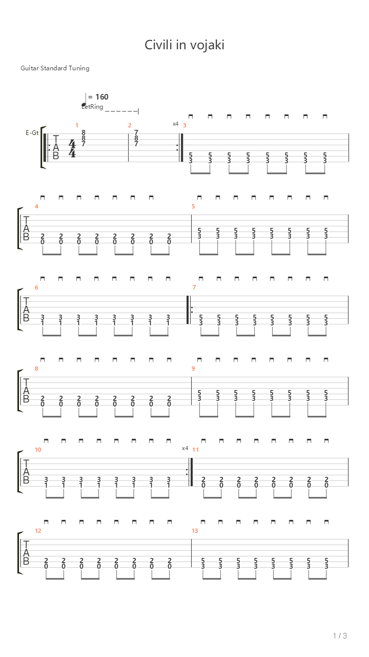 Civili In Vojaki吉他谱