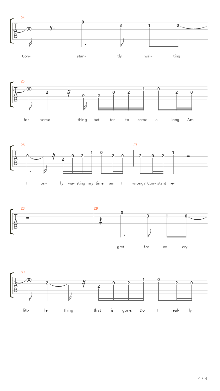 Constantly Waiting吉他谱