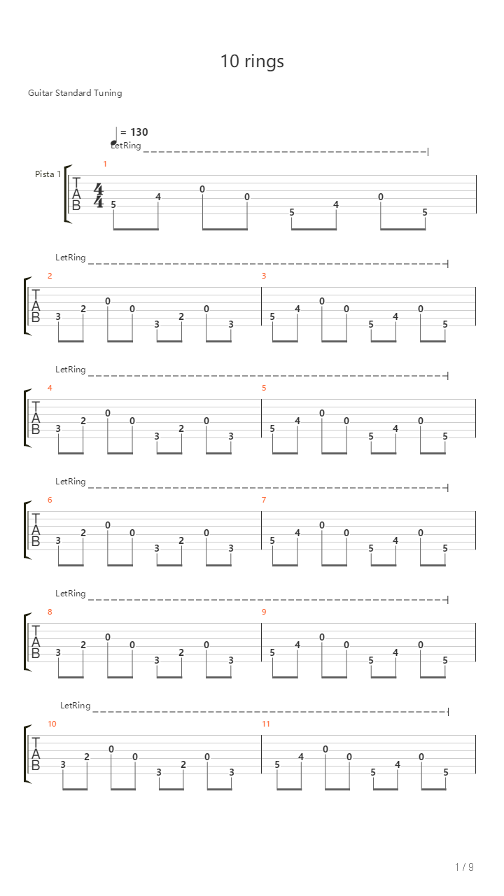 10 Rings吉他谱