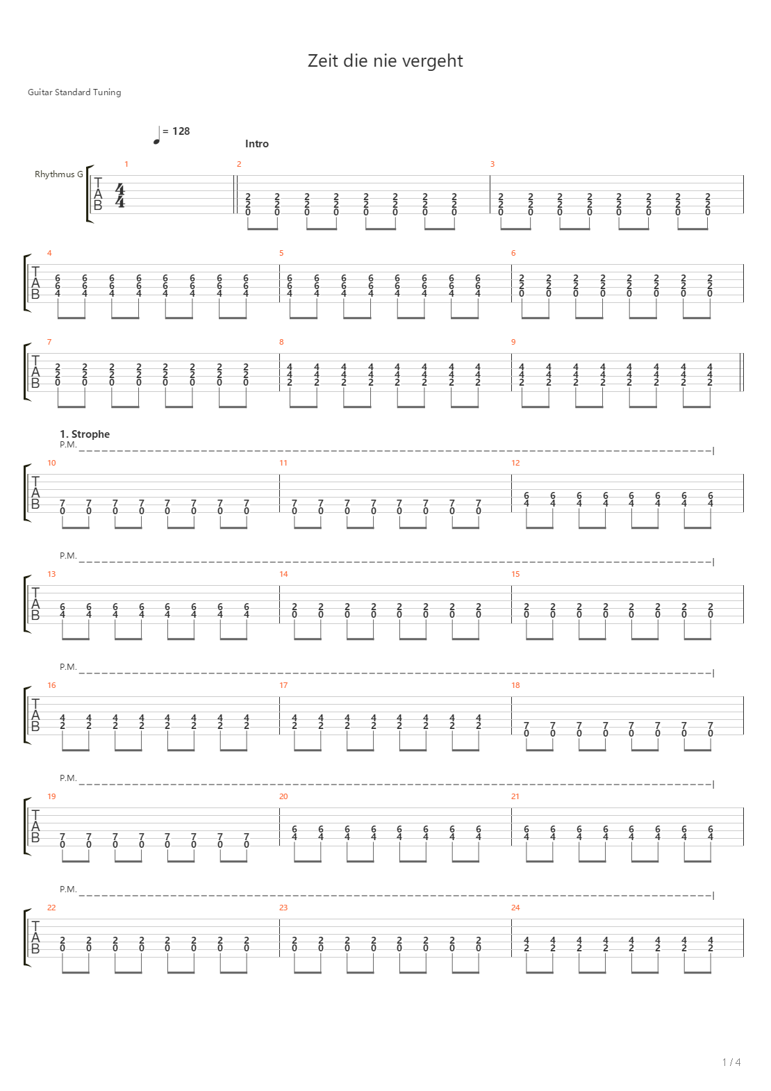 Zeit Die Nie Vergeht吉他谱