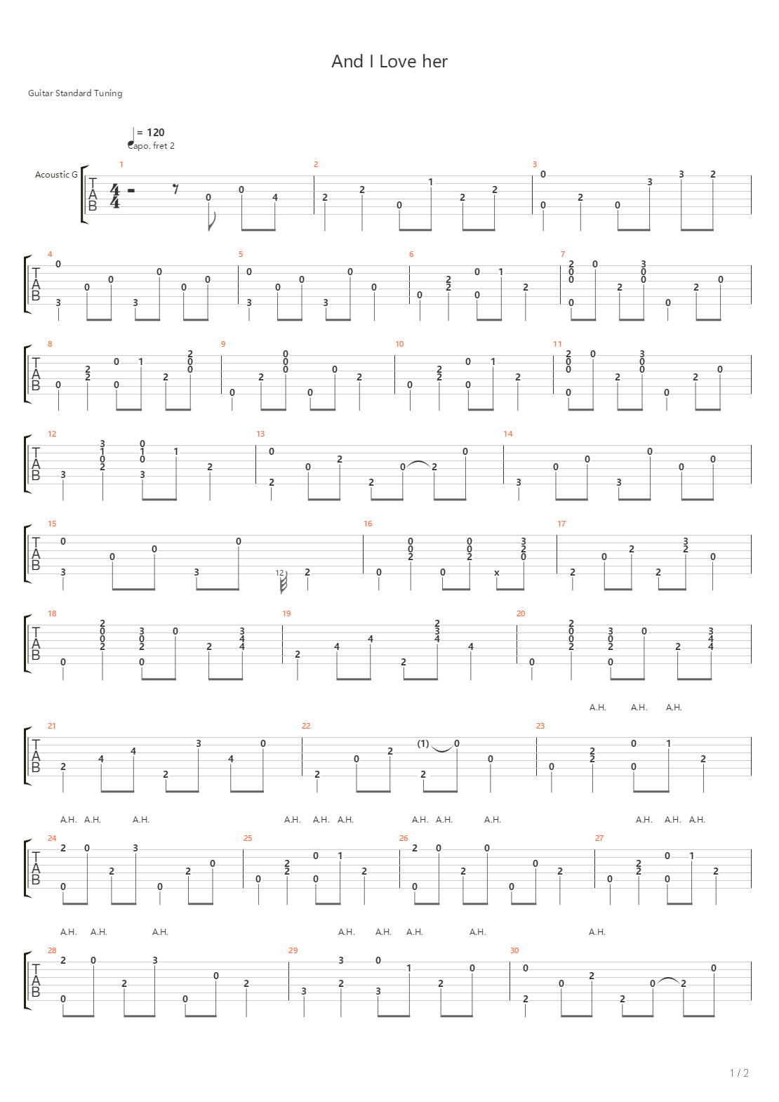 And I Love Her吉他谱