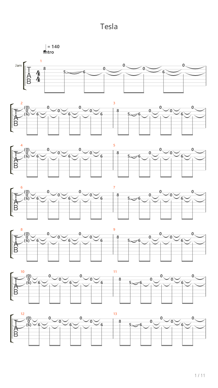 Tesla吉他谱
