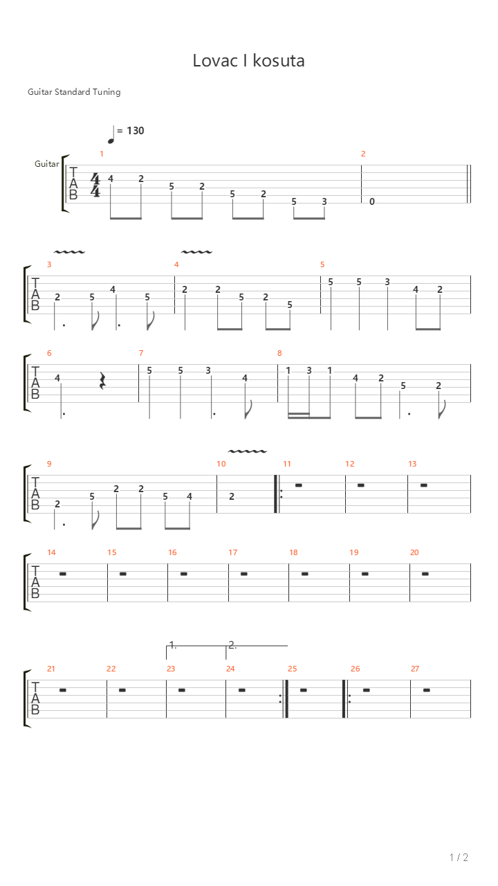 Lovac I Kosuta吉他谱