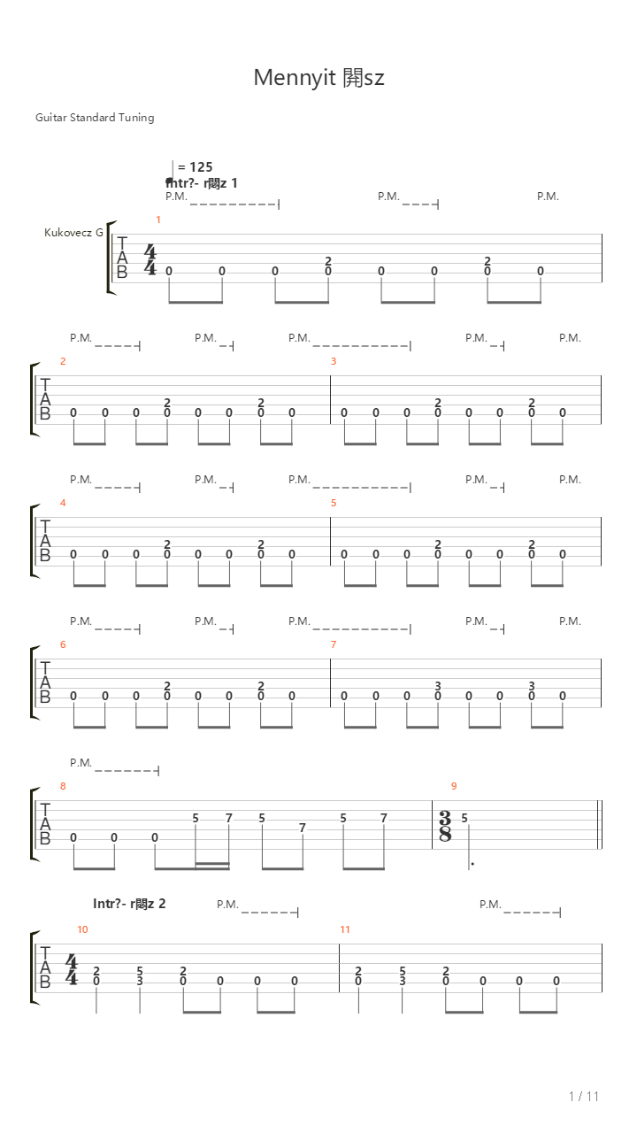 Mennyit Ersz吉他谱