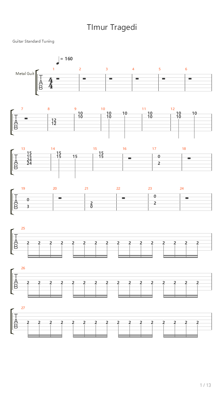 Timur Tragedi吉他谱