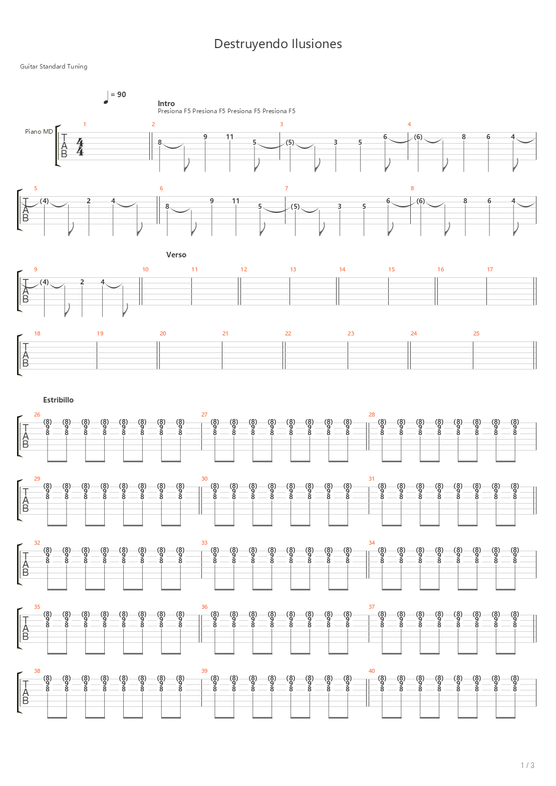 Destruyendo Ilusiones吉他谱
