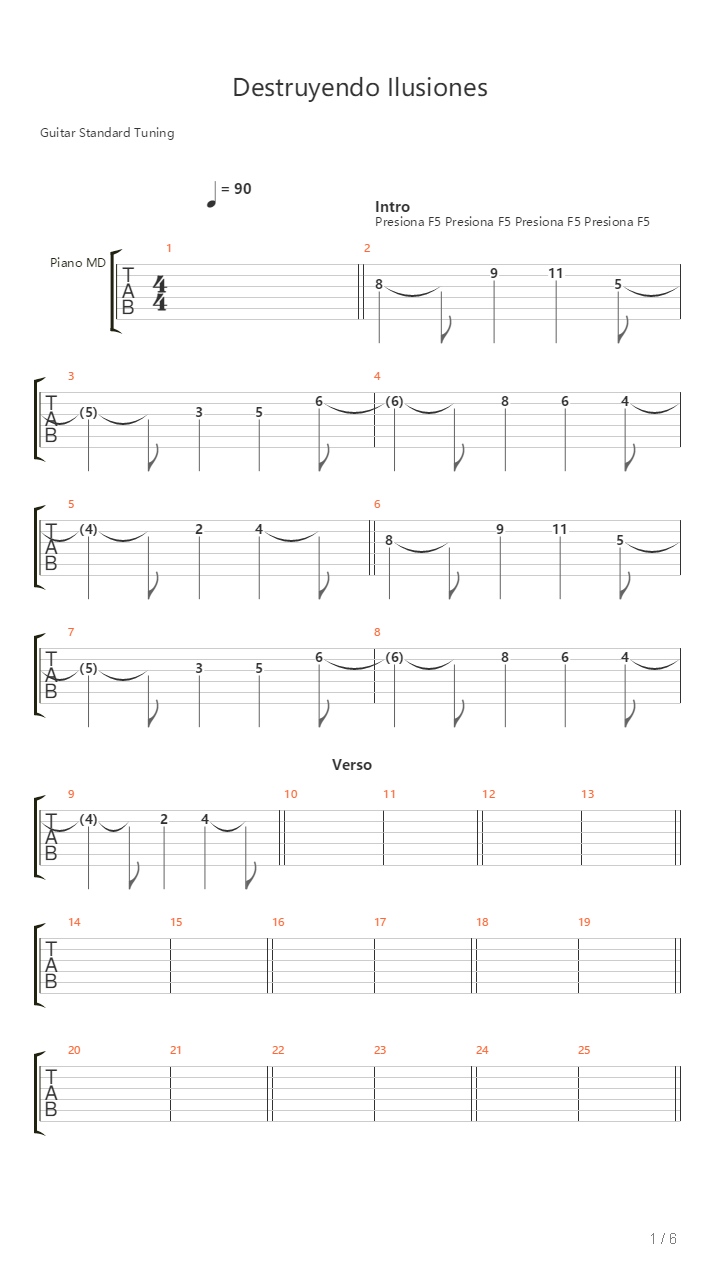Destruyendo Ilusiones吉他谱