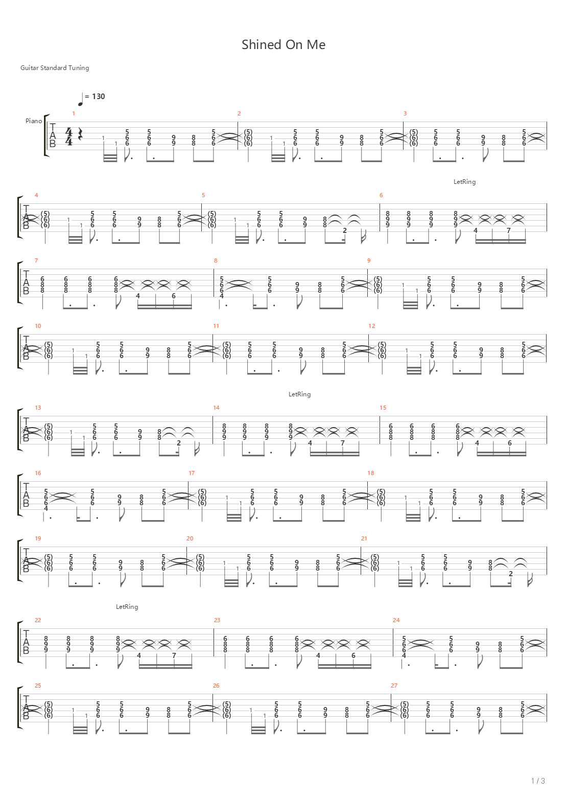 Shined On Me吉他谱