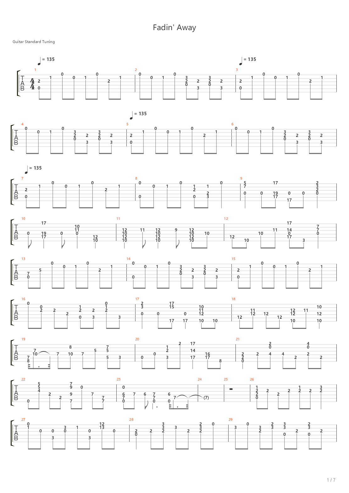 Fadin Away吉他谱