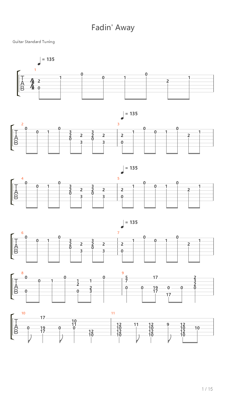 Fadin Away吉他谱