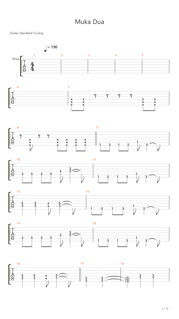 Muka Dua吉他谱