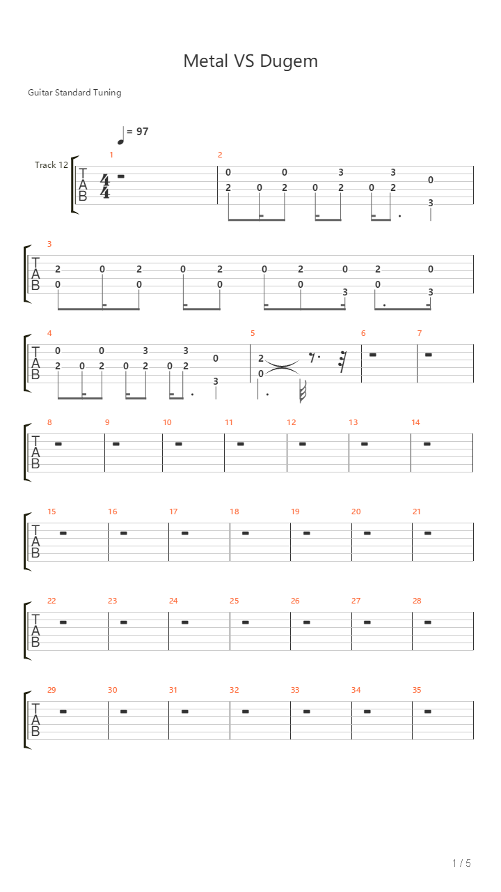 Metal Vs Dugem吉他谱