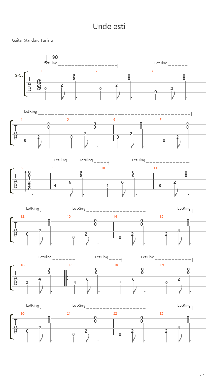 Unde Esti吉他谱