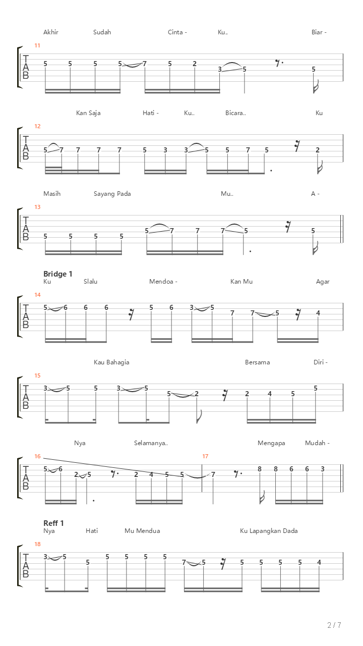 Masih Mencintainya吉他谱