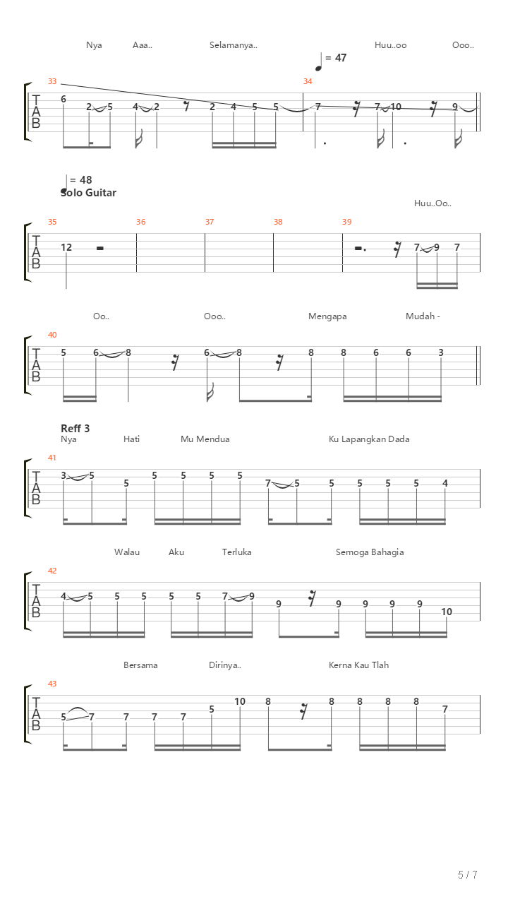 Masih Mencintainya吉他谱